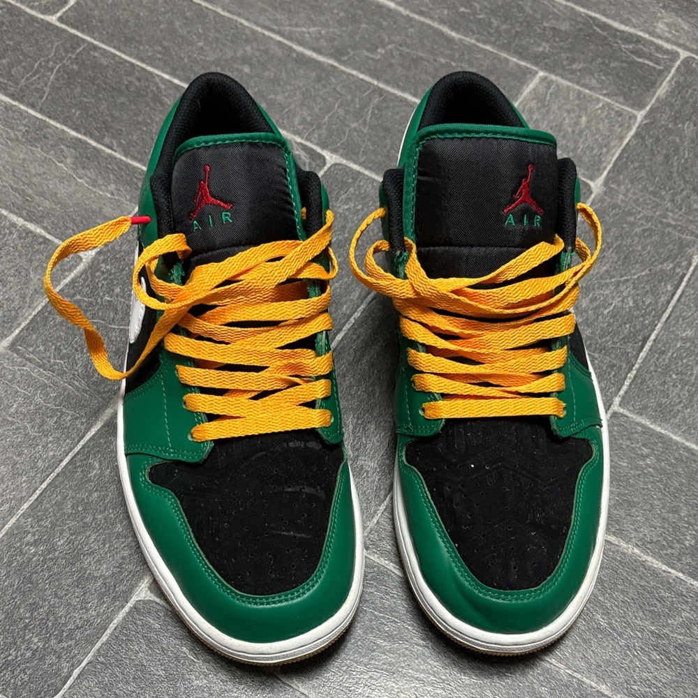 Jordan Green and Black Sneakers with Yellow Laces